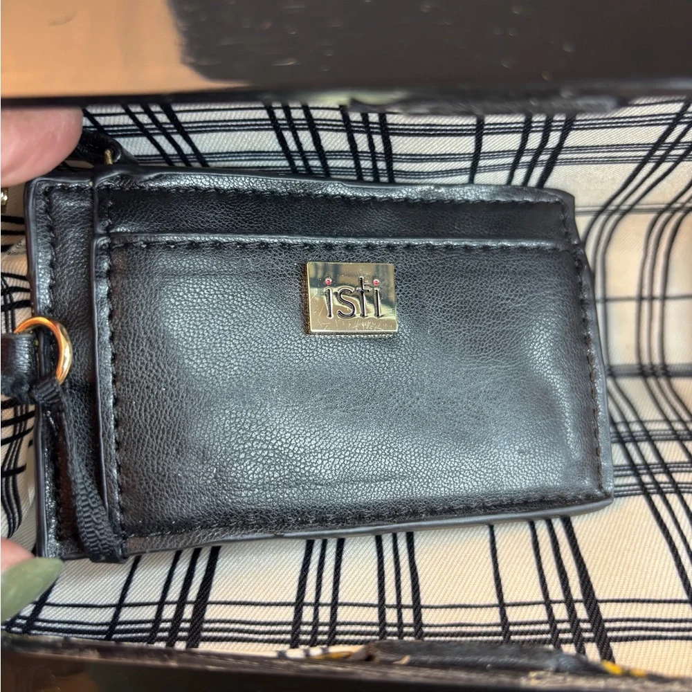 ISTI Acrylic Black White & Gold‎ Glitter Striped Bag NWT Chain/Rope Strap